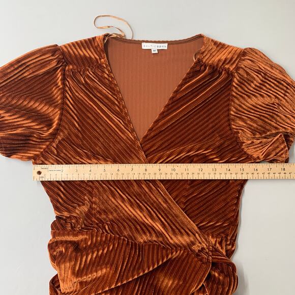 Baltic Born Women Andi Dress M Brown Burnt Orange Velvet Ribbed Wrap - Picture 4 of 10